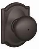 SCHLAGE F40 PLY 622 CAM Camelot Collection Plymouth Privacy Knob, Matte Black
