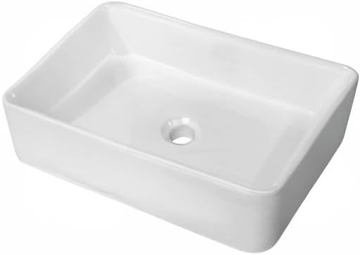 Lordear Vessel Sink Rectangle 21"x14" Bathroom Sink Rectangular Modern Above Counter White Porcelain Ceramic Vessel Vanity Sink Art Basin