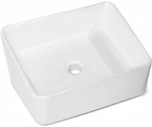 Rectangular Vessel Sink - 18" x 13" Modern Bathroom Vessel Sink White Porcelain Ceramic Rectangle Above Counter Vessel Vanity Sink Art Basin