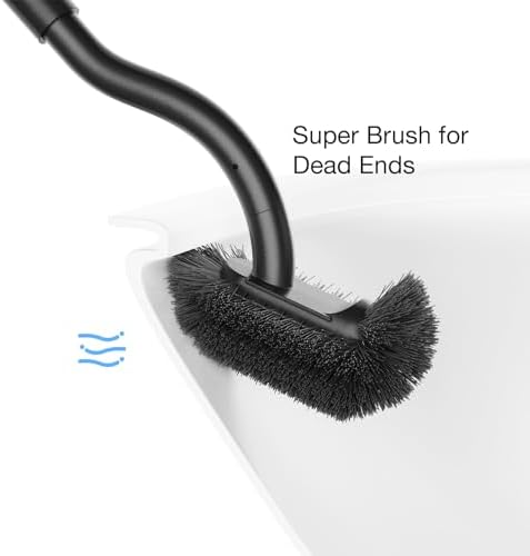 Toilet Bowl Brush and Holder, OSCIOSS Toilet Brush Set with Ergonomic Design, Compact Size, Durable Bristles, RV Toilet Brushes & Holders for Dead Corner Clean (Wood&Black, 2pack)