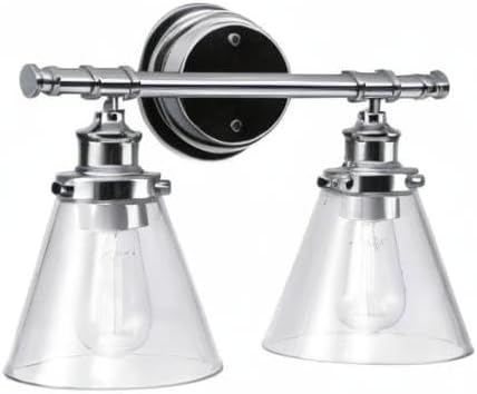 GLOBE Electric 51412 Parker 2-Light Vanity Light, Chrome, Clear Glass Shades
