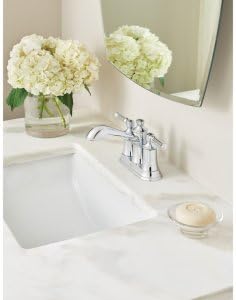 Moen Dartmoor Brushed Nickel Traditional Two Handle Centerset Bathroom Sink Faucet, 6802BN