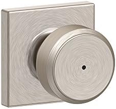 Schlage F40 BWE 619 COL Bowery Door Knob with Collins Trim, Bed & Bath Privacy Lock, Satin Nickel