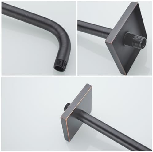 16 Inch Oil rubbed bronze Finish Shower Arm, Extra Extension Arm with Flange, Stainless Steel Wall-Mounted Showerhead Extender Pipe,SW-91018-16BN-SQ.