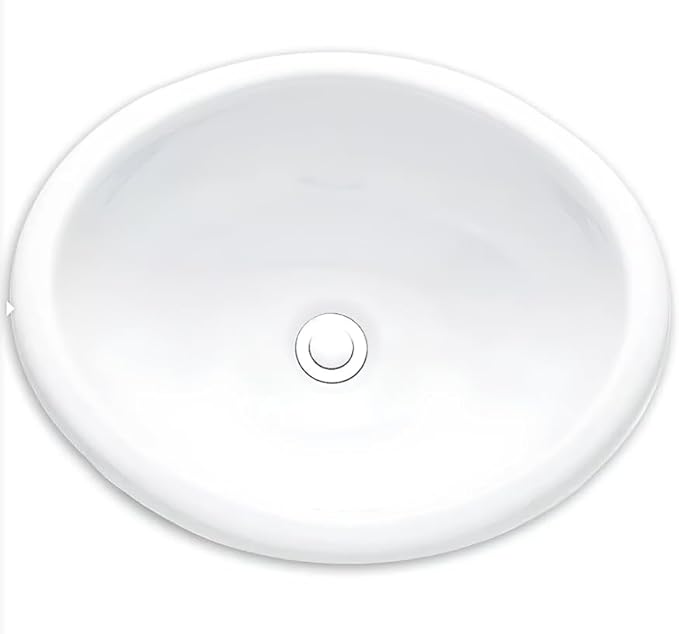 VitreousPro Oval 20"x16" Drop-In Bathroom Sink – White Self-Rimming, Front Overflow, ADA Compliant