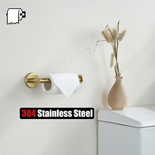 JQK Gold Toilet Paper Holder, 5 Inch Tissue Paper Dispenser, 304 Stainless Steel Thick 0.8mm Wall Mount, Brushed Brass, 2 Pack, TPH120-BG-P2