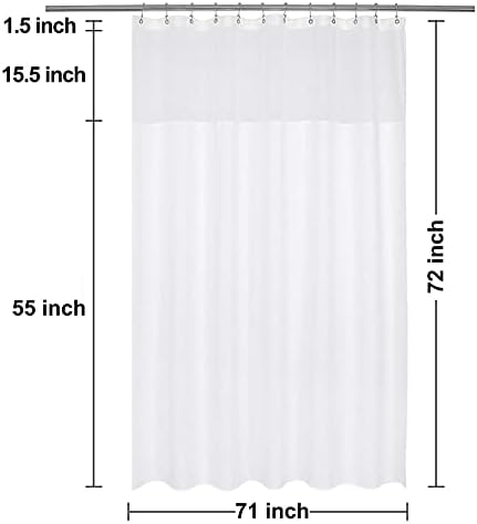 N&Y HOME Waffle Weave Shower Curtain with Snap-in Fabric Liner Set, 12 White Hooks Included - Hotel Style, Waterproof & Washable, Heavyweight Fabric & Mesh Top Window - 71x72, White (Pack of 2)