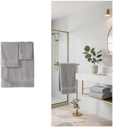 COZYART Luxury Bath Towels 2 PCS, Light Grey 100% Turkish Cotton 650 GSM