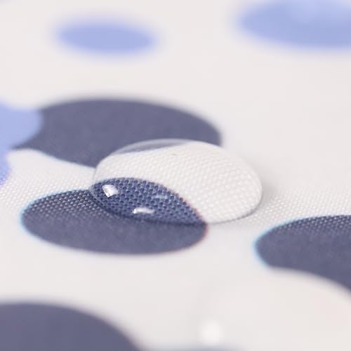 Blue Dots Gradient Shower Curtain Set with Hooks: 72’’x72’’ Waterproof Washable Weighted Geometric Ombre Bath Curtain, Modern Bathroom Decor