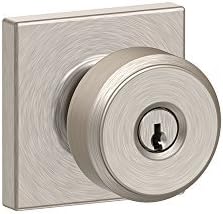 Schlage F51A BWE 619 COL Bowery Knob with Collins Trim Keyed Entry Lock, Satin Nickel