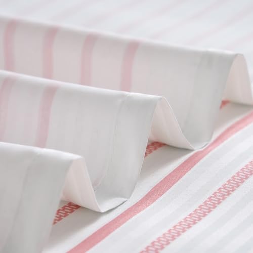 jinchan Pink and White Shower Curtain for Bathroom Modern Farmhouse Striped Waterproof Fabric Shower Curtain Set with 12 Hooks Machine Washable 70x72 Inches