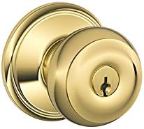 Schlage F51A GEO 605 Georgian Knob Keyed Entry Lock, Bright Brass