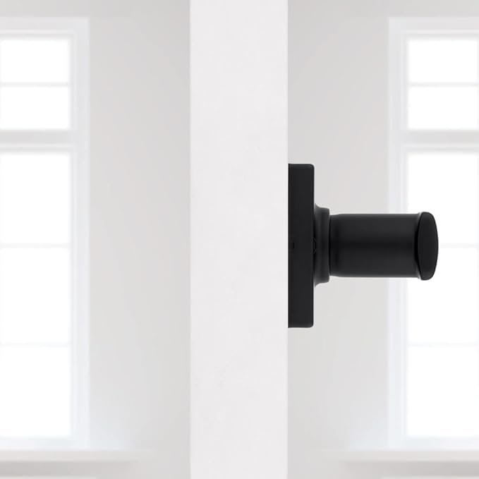 Kwikset Breton Dummy Door Handle, Single Sided Lever for Closets, French Double Doors, and Pantry, Matte Black Non-Turning Reversible Interior Push/Pull Lever, with Microban Protection