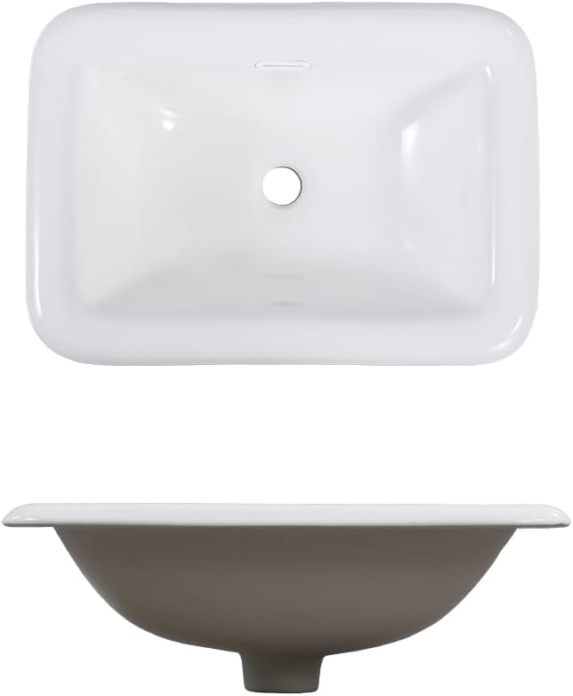 Bathroom Vessel Sink 20" x 15" Semi Recessed Sink White Drop in ceramic Sink with Overflow Modern Sinks Bowl Vanity Above Counter Basin