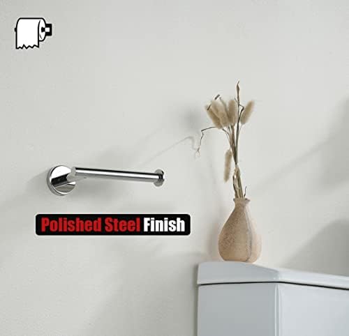 JQK Chrome Toilet Paper Holder, 5 Inch 304 Stainless Steel Thick 8mm Tissue Paper Dispenser for Bathroom, Hold Mega Rolls, Polished Chrome Wall Mount, TPH120-CH