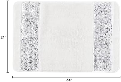 Zahari Home Sinatra Modern Bathroom Rug Classic Luxury Bath Rug Contemporary Decor Stylish Bath Mat for Shower Unique Design White Bathroom Rug Bath Shower Tub Decor Bling