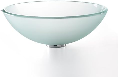 Kraus Frosted 14" Glass Vessel Bathroom Sink with PU-MR Chrome
