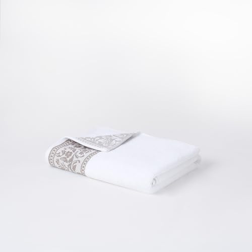 Modern Threads Allie 6-Piece 100% Cotton Towel Set – Jacquard Floral Border – Includes 2 Bath Towels, 2 Hand Towels, 2 Washcloths – Absorbent, Quick Dry, Soft & Durable – Taupe