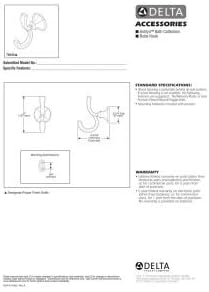 DELTA FAUCET 76435-SS Ashlyn Double Towel Hook Bath Hardware Accessory in Stainless Steel
