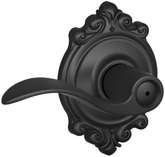 SCHLAGE Accent Lever with Brookshire Trim Bed and Bath Lock in Matte Black - F40 ACC 622 BRK
