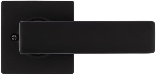 Kwikset Breton Dummy Door Handle 2 Pack, Single Sided Lever for Closets, French Double Doors, and Pantry, Matte Black Non-Turning Reversible Interior Push/Pull Lever, with Microban Protection