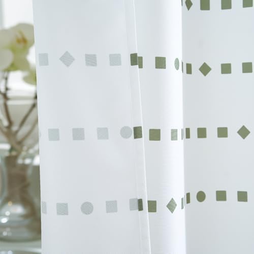jinchan Boho Shower Curtain Green and White 70x72 Inch 12 Hooks