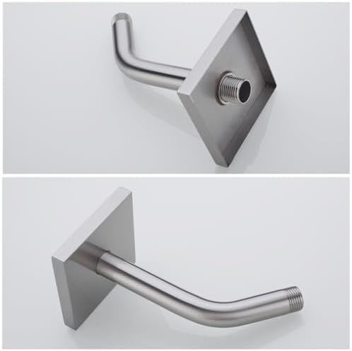 6-Inches Wall Mounted Shower Pipe Arm Extension for Fixed Shower Head, Shower Arm with Flange, Made of 304 Stainless Steel Shower Extension Extender Pipe, Never Rust Brushed Nickel,SW-91018-6BN-SQ.
