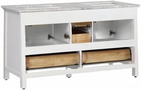 Britney 60 in. White Double Sink Bath Vanity with Carrara Quartz Top and Undermount Porcelain Sinks