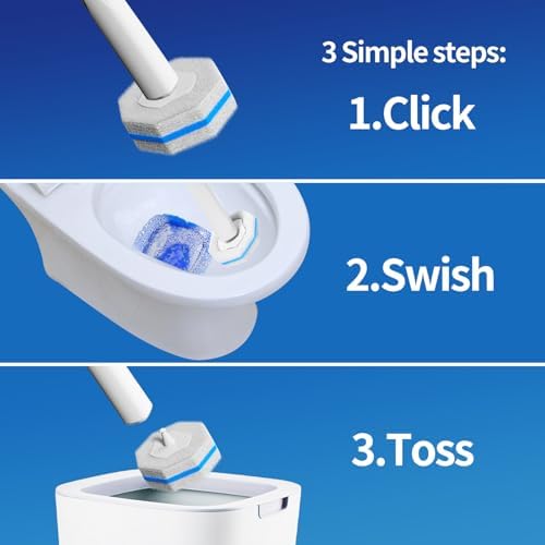 60pc Refills Disposable Toilet mats Brush Cleaning System, Toilet Cleaning Brush, 60 Replacement Brush Heads, No Handle or Base,Toliet Refills,Toilet Bowl Clean Refill Pads,Toilet Scrubber Refill