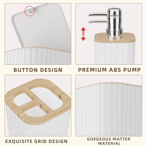 XLHOMO Bathroom Set - 25PC White Bathroom Set with Shower Curtain and Rugs, Bathroom Accessories Set, White Shower Curtain Set with Bathroom Trash Can
