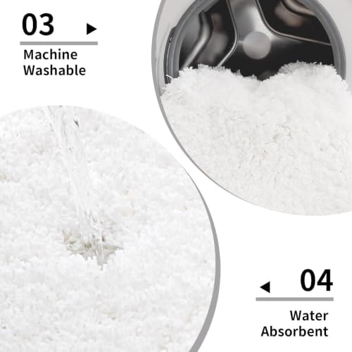 Disolla White Bathroom Rug 17x24 - Non-Slip Plush Small Bath Mat, Highly Absorbent & Ultra Soft Fluffy Floor Mat, Machine Washable for Shower and Tub