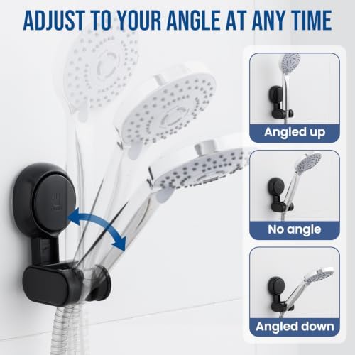 TAILI Suction Shower Head Holder,Height Angle Adjustable,Universal,Black