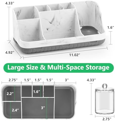 GFWARE Marble Bathroom Toothbrush Holder Set with 2 Qtip Holder Dispenser