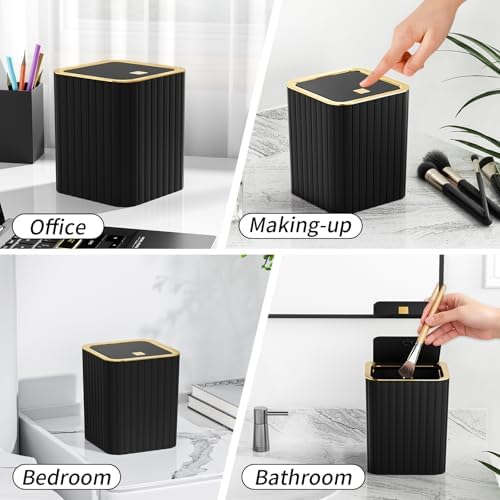 Bathroom Accessory Set - Bathroom Set, 12PC Bathroom Accessories Set, Black Bathroom Accessories Set, Mini Trash Can, Toilet Brush, Trash Can & Soap Dispenser