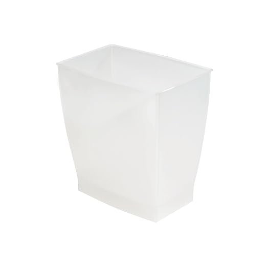 iDesign Small Plastic Bathroom Trash Can, Slim Rectangle, 4-Pack, Frost | Bedroom, Office, Dorm