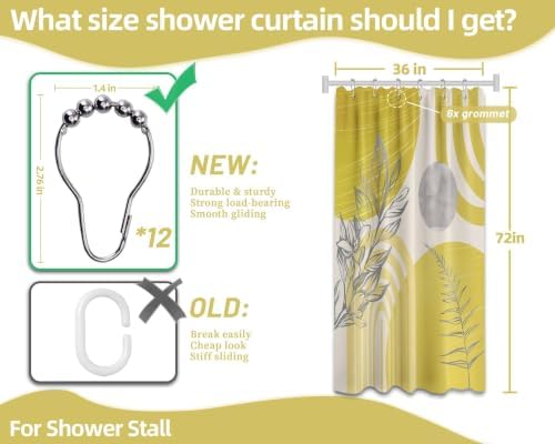 Mustard Yellow Stall Shower Curtain, 36X72 in Narrow Small, Mid Century