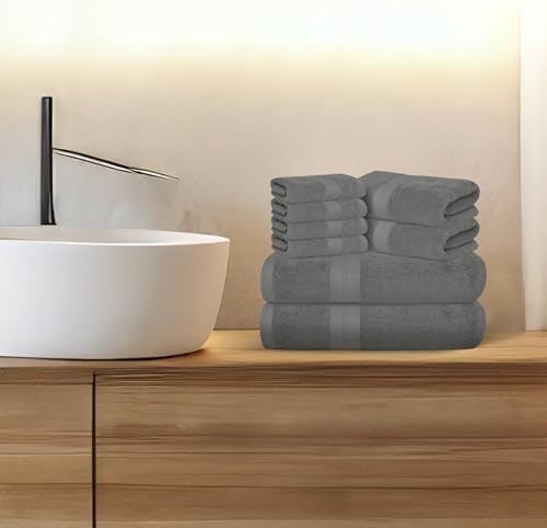 Avalon Towels Grey Bath Towels, Grey Towel Set, 8pc