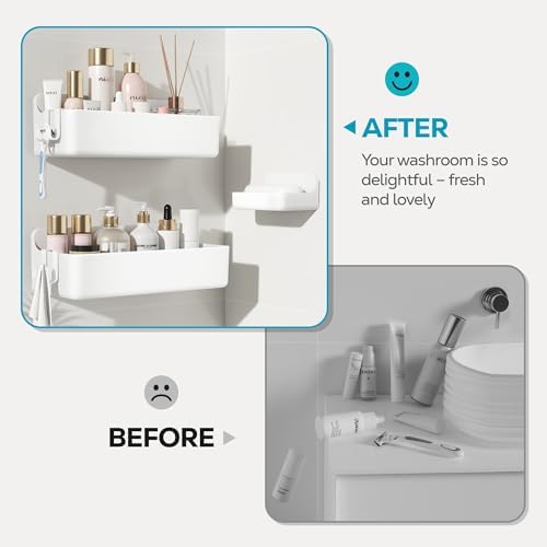 Nieifi Adhesive Shower Shelves, White, 3 Pieces