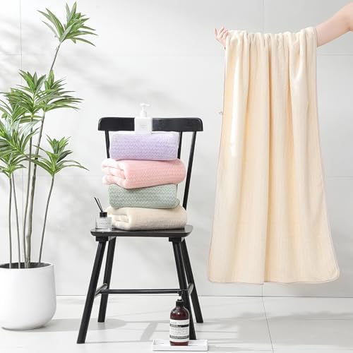 Ultra Soft Bath Towel Set,12 Piece (4 Bath Towels,4 Hand Towels,4 Washcloths) Family Bathroom Towel Set with Hanging Loops,Quick Dry Extra Absorbent Fluffy Shower Towel for Bathroom,Hotel,Spa-Beige