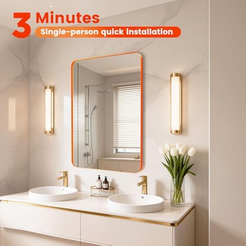 18"x24" Matte Orange Bathroom Mirrors for Over Sink