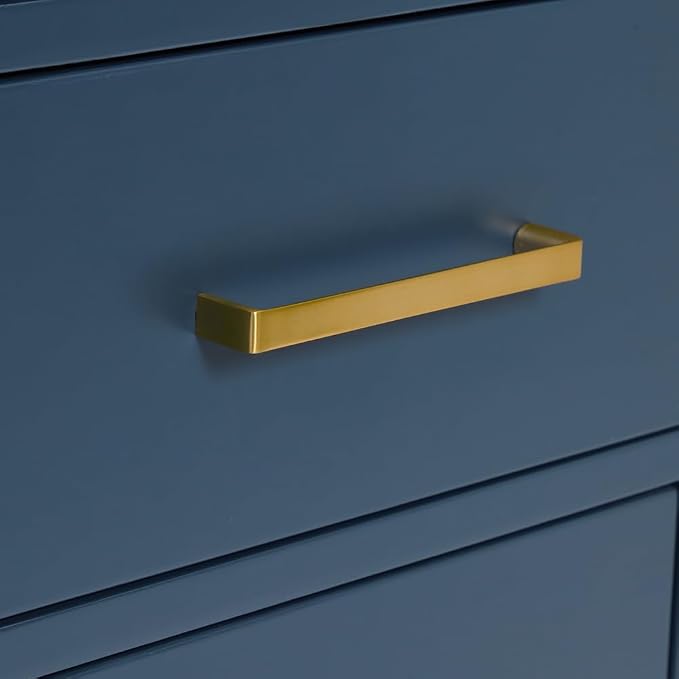 ARIEL Cambridge 42-inch Bathroom Vanity Base Cabinet,Solid Wood, 2 Soft Closing Doors, 9 Dovetail Drawers, Midnight Blue