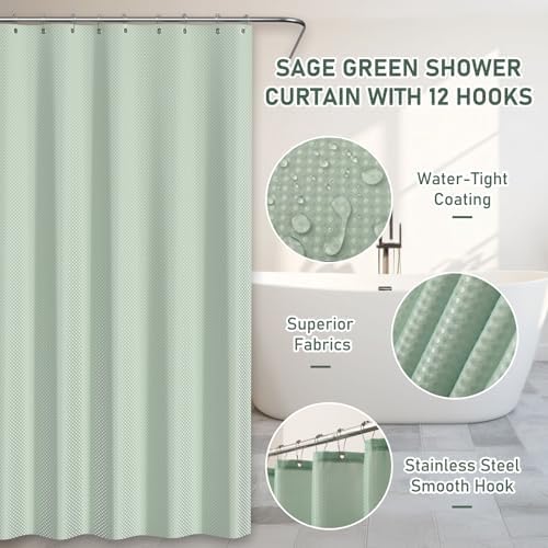 Bathroom Set - Bathroom Sets with Shower Curtain and Rugs, Sage Green Bathroom Set, 27PC Bathroom Accessories Set, Mini Trash Can, Toilet Brush, Trash Can & Soap Dispenser