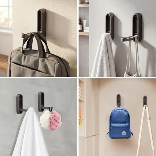 Dntorx Folding Wall Hooks, 2 Pack, Grey, Zinc Alloy, Heavy Duty Coat Hooks