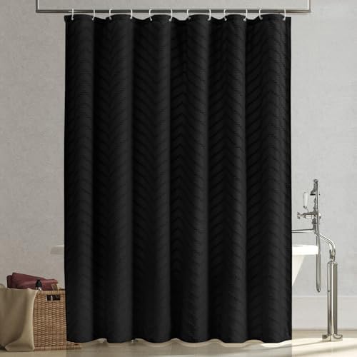Black Boho Fabric Shower Curtain 72 x 80 Inches