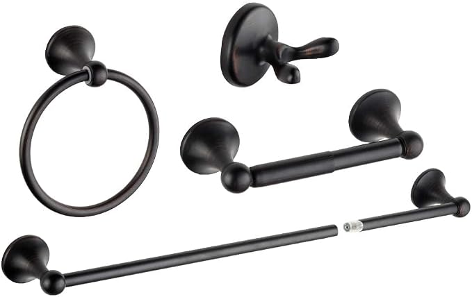8 Piece Bathroom Accessory Set(Adjustable Towel Bar, Towel Ring, Toilet Paper Holder,Towel Robe Hook), Wall Mounted Bathroom Hardware Accessories Set,Oil Rubbed Bronze