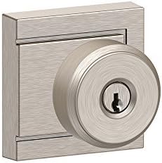 SCHLAGE F51A BWE 619 ULD Bowery Knob with Upland Trim Keyed Entry Lock, Satin Nickel