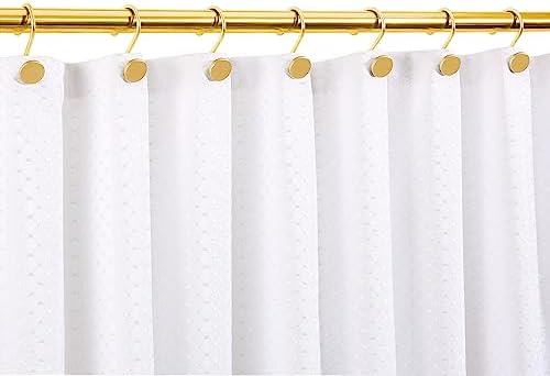 CHICTIE Gold Shower Curtain Hooks, Rustproof Shower Curtain Rings for Bathroom, Metal Shower Hooks for Shower Curtain Rod, Modern Decorative Shower Curtain Hangers Set of 12, Round Heavy Duty Design