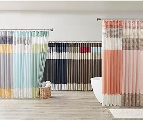 Madison Park Amherst 72 x 72 Bathroom Shower Curtain, Faux Silk, Red | Modern Classic, Light Sheen, Pieced, Striped, Microfiber, Machine Washable, OEKO-TEX Certified, Amherst
