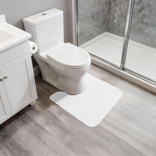 Bosap Toilet Rugs U Shaped Bathroom Rug,Machine Washable Non Slip Quick Dry Super Absorbent Ultra Thin Toilet Mats for Bathroom Toilet.Cream,1'8"x2'(20x24inch)