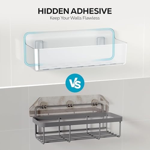 Nieifi Adhesive Shower Shelves, Clear, 2 Pieces